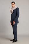 Siddartha Tytler_Gray Microfiber Designer Grey Blazer With Scarf _Online_at_Aza_Fashions
