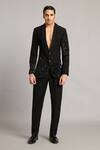 Buy_Siddartha Tytler_Black Microfiber Sequins 3d Embroidered Blazer _at_Aza_Fashions