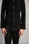 Siddartha Tytler_Black Microfiber Crystals Gradient Bandhgala _Online_at_Aza_Fashions