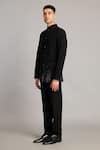 Buy_Siddartha Tytler_Black Microfiber Crystals Gradient Bandhgala _Online_at_Aza_Fashions