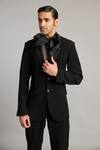 Buy_Siddartha Tytler_Black Microfiber Crystal Collar Blazer _at_Aza_Fashions