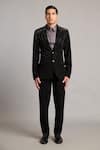 Buy_Siddartha Tytler_Black Microfiber Crystals Gradient Blazer _at_Aza_Fashions
