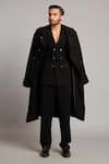 Buy_Siddartha Tytler_Black Microfiber Double-breasted Blazer _at_Aza_Fashions