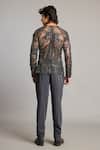 Shop_Siddartha Tytler_Black Net Sequins Charcoal Mixed Media Sheer T-shirt _at_Aza_Fashions