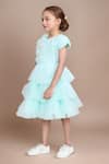 Petite Pomme_Green Net, Satin Fabric Flowers Embellished Sleeveless Party Dress _at_Aza_Fashions