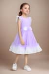 Petite Pomme_Purple Net Fabric Flowers Embellished Fit And Flared Dress _Online_at_Aza_Fashions