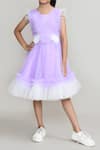 Shop_Petite Pomme_Purple Net Fabric Flowers Embellished Fit And Flared Dress _Online_at_Aza_Fashions