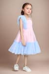 Petite Pomme_Peach Net, Satin Fabric Flowers Embellished Party Dress _Online_at_Aza_Fashions