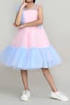 Buy_Petite Pomme_Peach Net, Satin Fabric Flowers Embellished Party Dress _Online_at_Aza_Fashions