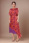 Buy_Siarra_Purple Round Neck Asymmetrical And Orange Dress Set _at_Aza_Fashions
