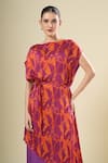 Siarra_Purple Round Neck Asymmetrical And Orange Dress Set _at_Aza_Fashions