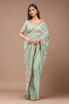 Buy_Nakul Sen_Blue Sequins Round Neck Porcelain Saree Set _at_Aza_Fashions