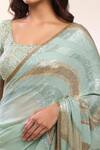 Buy_Nakul Sen_Blue Sequins Round Neck Porcelain Saree Set 