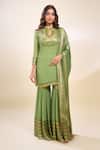 Buy_Nakul Sen_Green Chiffon Embroidery, Zari Keyhole Neck Designer Kurta Gharara Set _Online_at_Aza_Fashions