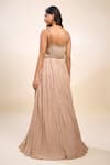 Shop_Nakul Sen_Beige Sequins Open , Square Anarkali Lehenga Set _at_Aza_Fashions