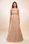 Nakul Sen_Beige Sequins Open , Square Anarkali Lehenga Set _Online_at_Aza_Fashions