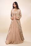 Nakul Sen_Beige Sequins Open , Square Anarkali Lehenga Set _at_Aza_Fashions