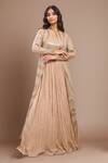 Buy_Nakul Sen_Beige Sequins Open , Square Anarkali Lehenga Set _at_Aza_Fashions