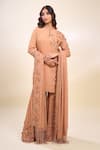 Buy_Nakul Sen_Pink Sequins, Embroidery, Beads Keyhole Neck Kadambari Gharara Set _Online_at_Aza_Fashions
