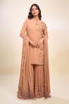 Shop_Nakul Sen_Pink Sequins, Embroidery, Beads Keyhole Neck Kadambari Gharara Set _Online_at_Aza_Fashions