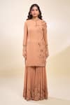 Buy_Nakul Sen_Pink Sequins, Embroidery, Beads Keyhole Neck Kadambari Gharara Set 
