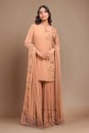 Buy_Nakul Sen_Pink Sequins, Embroidery, Beads Keyhole Neck Kadambari Gharara Set _at_Aza_Fashions
