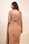 Shop_Nakul Sen_Pink Embroidery, Beads V-neck Kadambari Saree And Blouse _at_Aza_Fashions