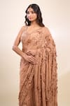 Buy_Nakul Sen_Pink Embroidery, Beads V-neck Kadambari Saree And Blouse 
