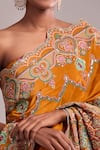 Torani_Orange Silk Embroidery Saree Set _at_Aza_Fashions