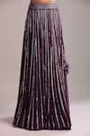 Varun Nidhika_Purple Chiffon Sequins Round Neck Embroidered Lehenga Set _at_Aza_Fashions