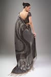Shop_Nakul Sen_Black Chiffon Sequins Round Neck Charcoal Saree Set _at_Aza_Fashions