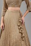 Buy_Nakul Sen_Beige Chiffon Sequins, Tassels V-neck Lehenga Long Cape Set _Online_at_Aza_Fashions