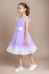Petite Pomme_Purple Net Fabric Flowers Embellished Fit And Flared Dress _at_Aza_Fashions