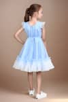 Shop_Petite Pomme_Blue Net, Satin Fabric Flowers Embellished Fit And Flared Dress _at_Aza_Fashions