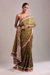Shop_Torani_Green Silk Tassels Floral Embroidered Saree _at_Aza_Fashions