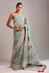 Buy_Torani_Green Organza, Net Embroidery Saree Set _Online_at_Aza_Fashions