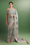 Buy_Torani_Green Organza, Net Embroidery Saree Set _at_Aza_Fashions