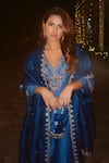 Buy_Irrau By Samir Mantri_Blue , Chanderi, Organza Cut Work, Sequins, Myra Neckline Kurta Set _at_Aza_Fashions