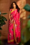 Buy_Irrau By Samir Mantri_Fuchsia Satin Anaya Floral Print Saree _at_Aza_Fashions