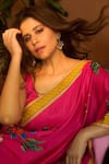 Buy_Irrau By Samir Mantri_Fuchsia Satin Anaya Floral Print Saree 