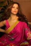 Shop_Irrau By Samir Mantri_Fuchsia Satin Anaya Floral Print Saree 