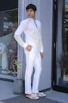 Shop_Ankur J_White Linen Embroidery Designer Shirt With Crochet _Online_at_Aza_Fashions