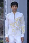 Ankur J_White Linen Embroidery Designer Shirt With Crochet _at_Aza_Fashions