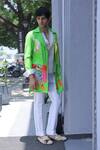 Buy_Ankur J_Green Cotton Embroidery Designer Crochet Overlay Jacket Set 