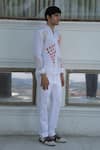 Shop_Ankur J_White Cotton Embroidery Designer Crochet Bomber Shirt _at_Aza_Fashions