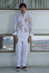 Buy_Ankur J_White Cotton Embroidery Designer Crochet Bomber Shirt _at_Aza_Fashions