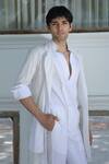 Buy_Ankur J_Off White Crochet Overlay Jacket And Pant Set _Online_at_Aza_Fashions