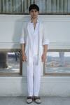 Buy_Ankur J_Off White Crochet Overlay Jacket And Pant Set _at_Aza_Fashions