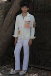 Ankur J_Off White Embroidery Designer Crochet Shirt _Online_at_Aza_Fashions