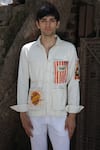 Ankur J_Off White Embroidery Designer Crochet Shirt _at_Aza_Fashions
